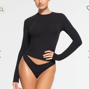 Skims NWOT COTTON JERSEY LONG SLEEVE T-SHIRT Color Soot Sz Small